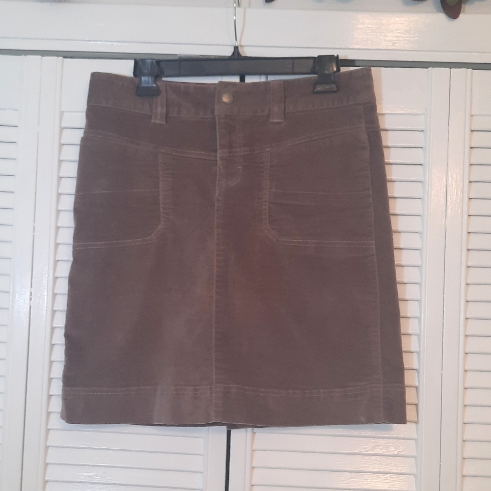 Athleta chocolate corduroy skirt sz 8 *C1 - Picture 2 of 6